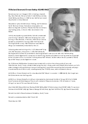 A preview of a PDF biography for Betley, Roland Desmond Ernest